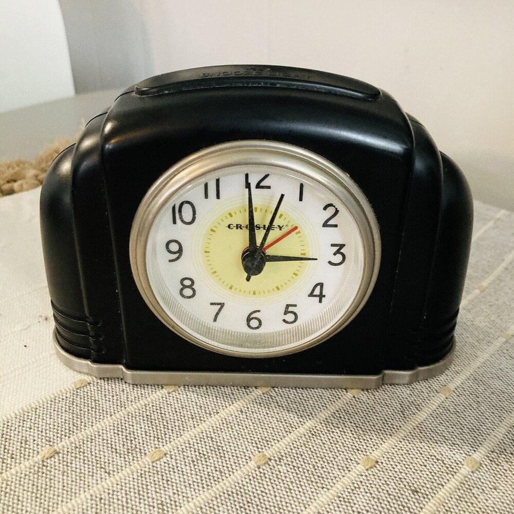 CROSLEY ART DECO Theme Modern Alarm Snooze Clock Battery Needed Good Solid Cond